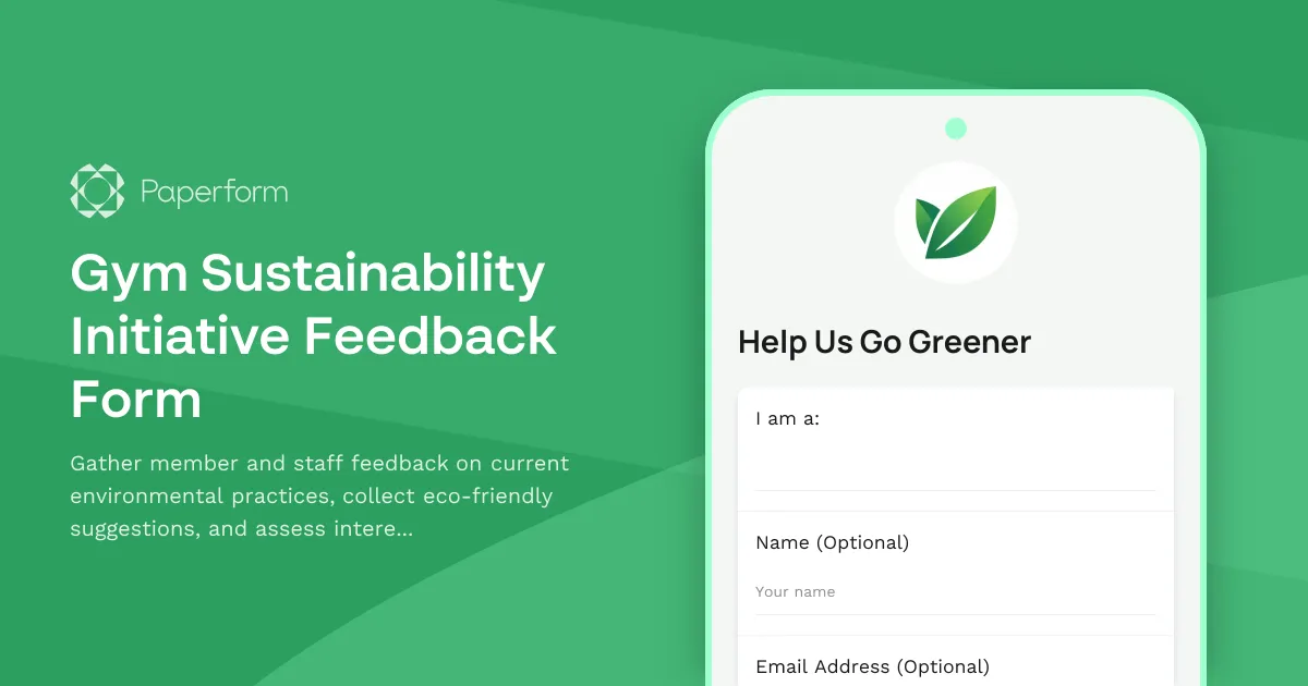 Gym Sustainability Initiative Feedback Form