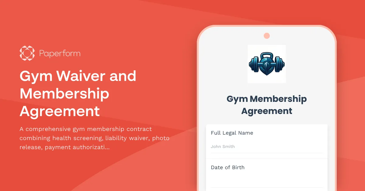 Gym Waiver and Membership Agreement