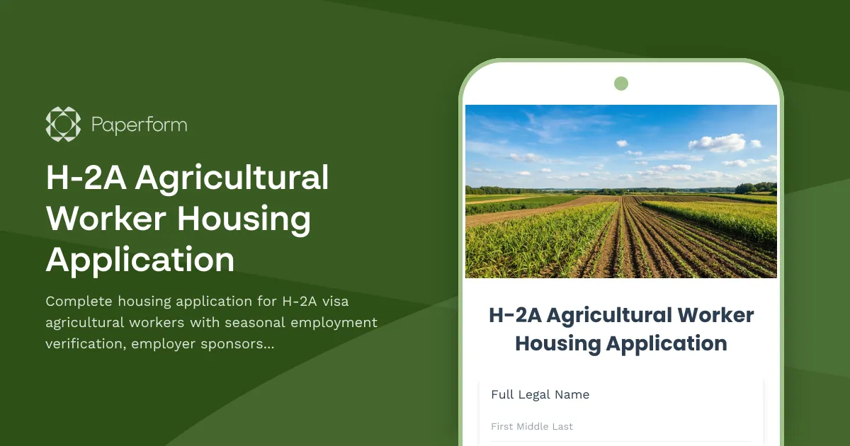 H-2A Agricultural Worker Housing Application