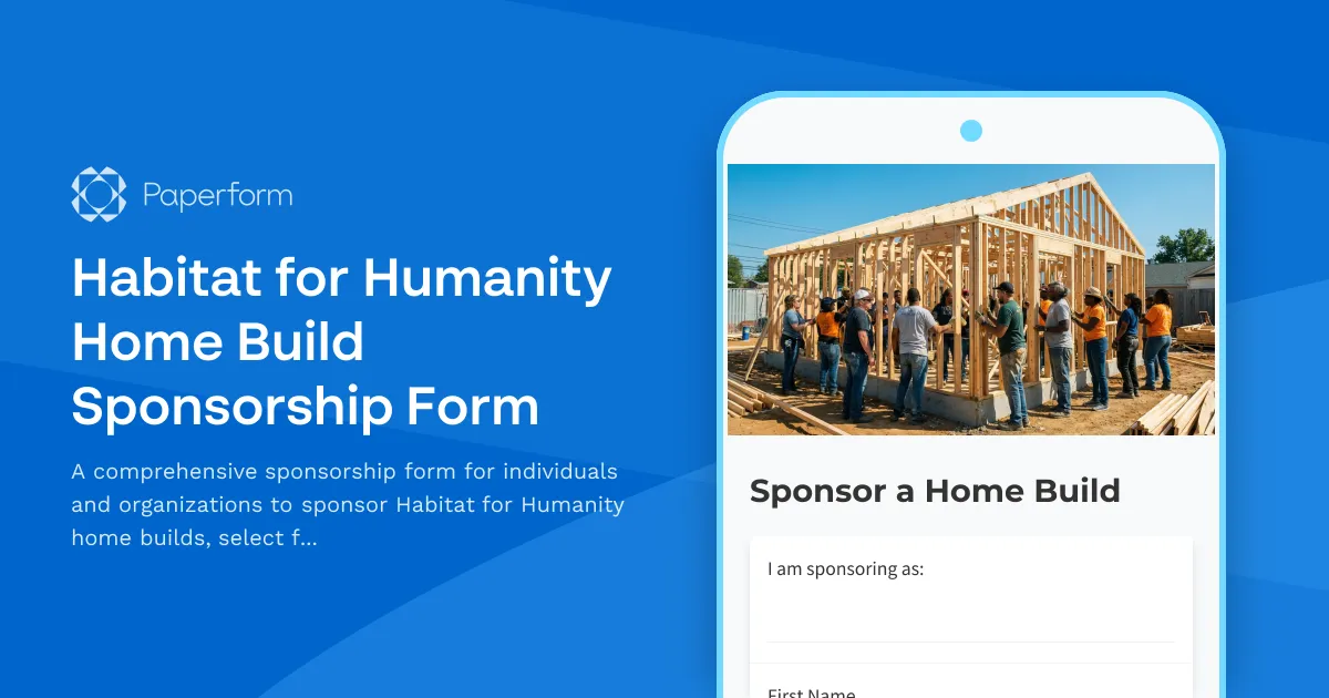 Habitat for Humanity Home Build Sponsorship Form