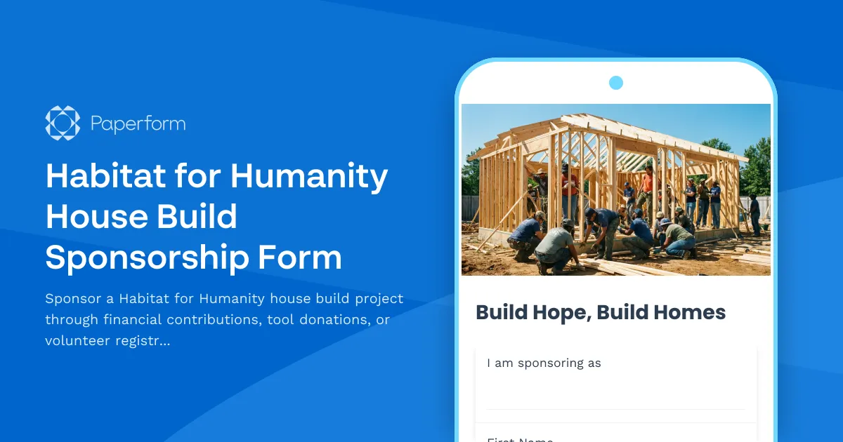 Habitat for Humanity House Build Sponsorship Form
