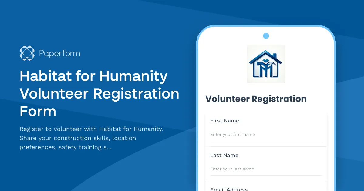 Habitat for Humanity Volunteer Registration Form