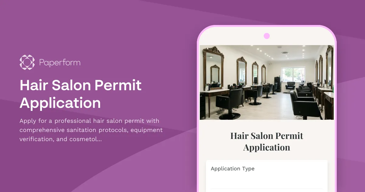 Hair Salon Permit Application
