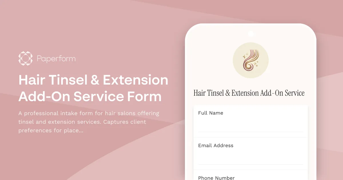 Hair Tinsel & Extension Add-On Service Form