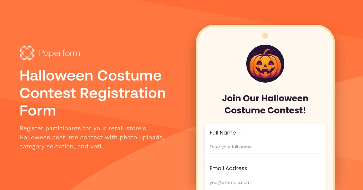 Halloween Costume Contest Registration Form