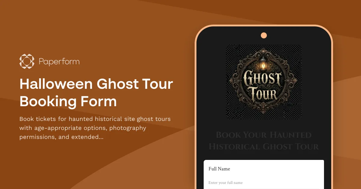 Halloween Ghost Tour Booking Form