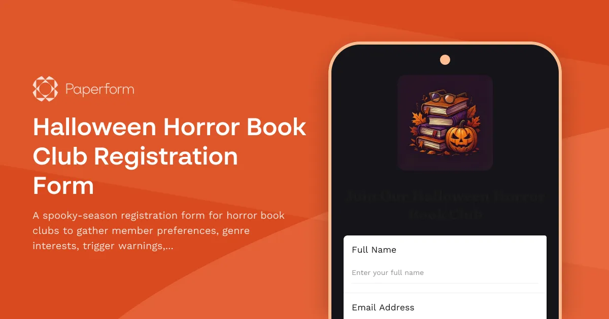 Halloween Horror Book Club Registration Form