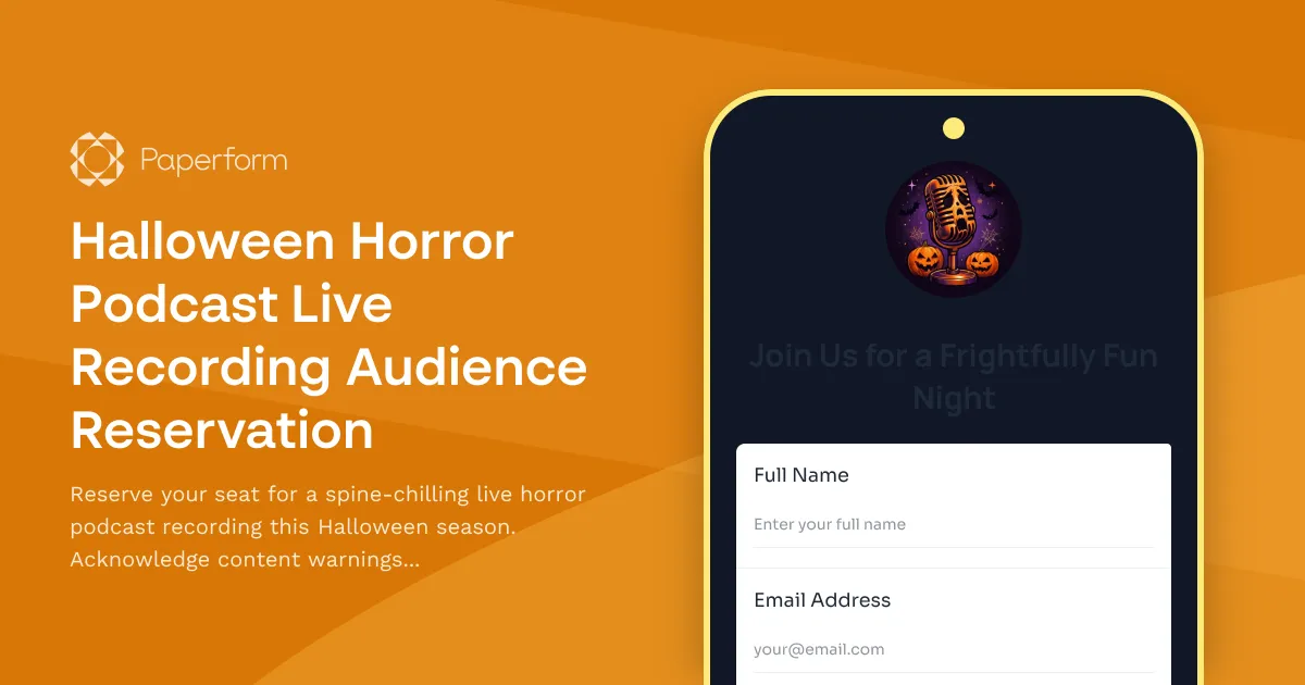 Halloween Horror Podcast Live Recording Audience Reservation