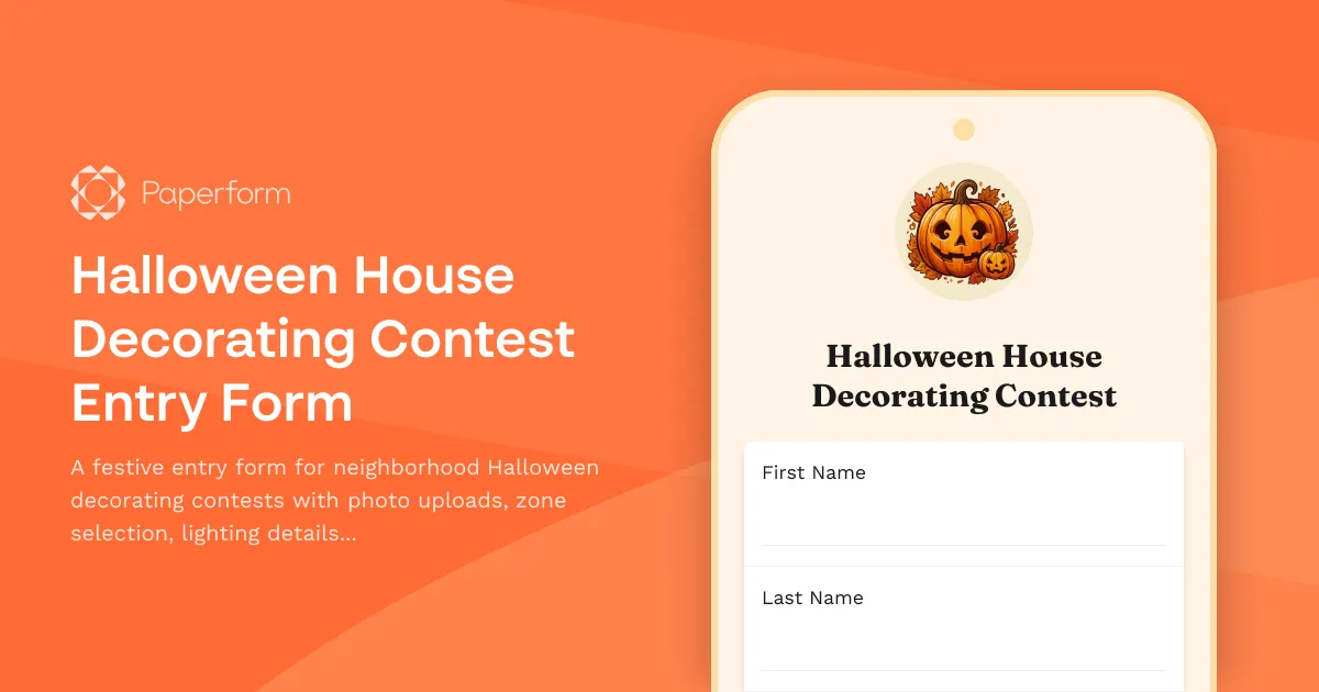 Halloween House Decorating Contest Entry Form