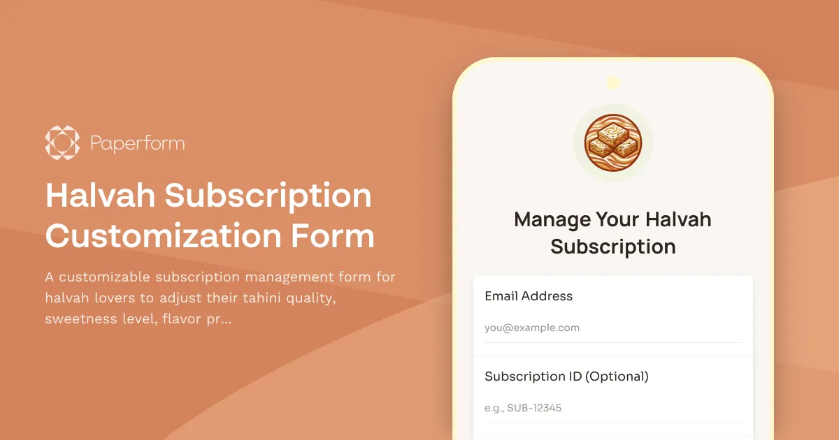 Halvah Subscription Customization Form