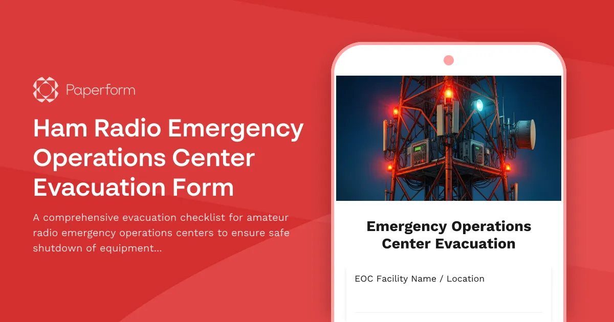 Ham Radio Emergency Operations Center Evacuation Form