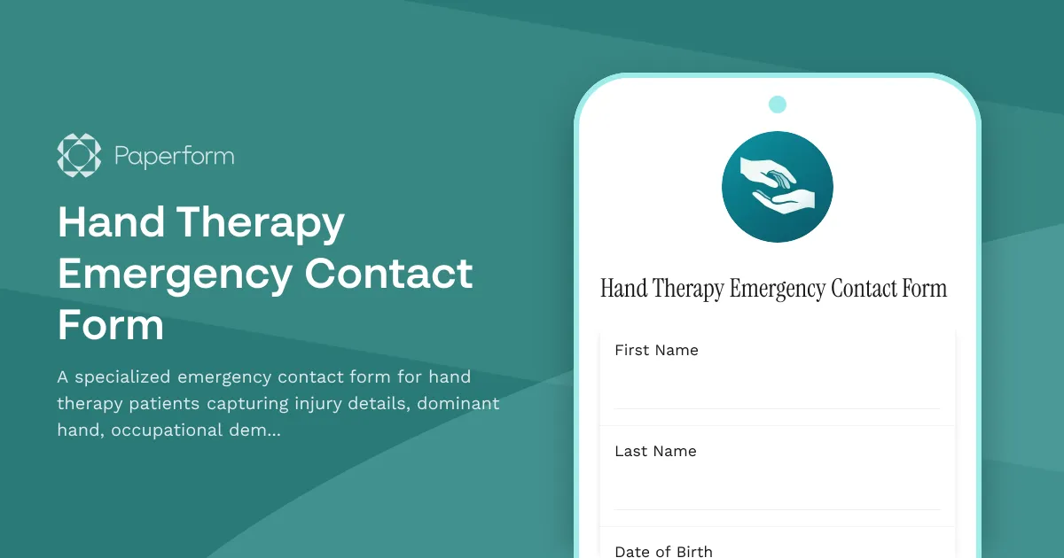 Hand Therapy Emergency Contact Form