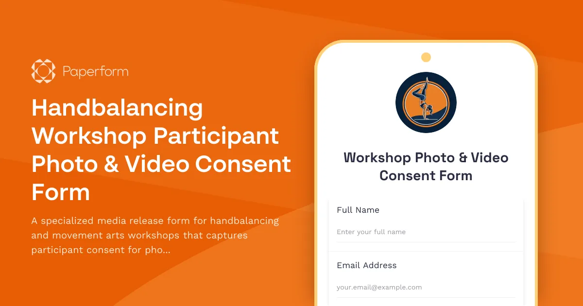 Handbalancing Workshop Participant Photo & Video Consent Form
