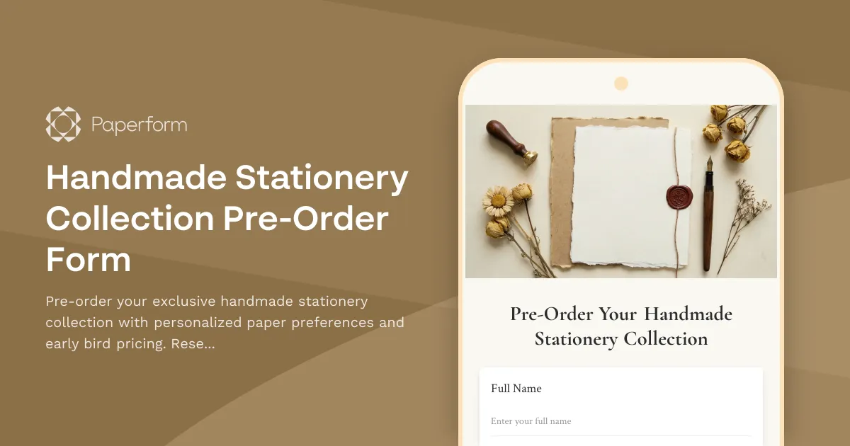 Handmade Stationery Collection Pre-Order Form