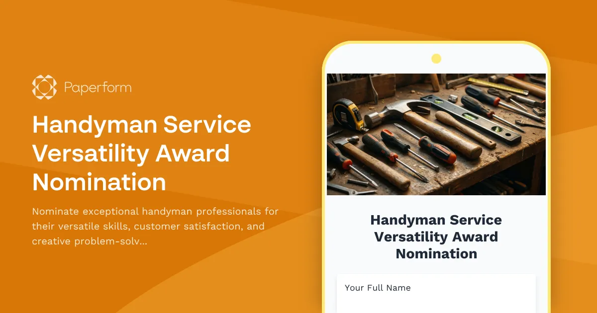 Handyman Service Versatility Award Nomination