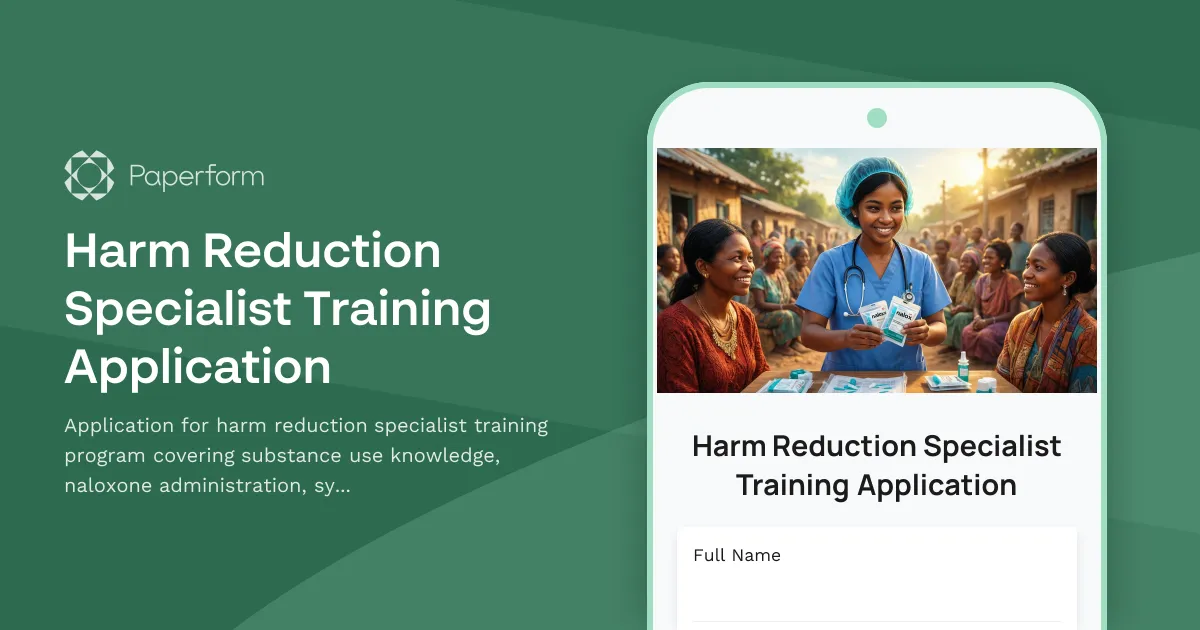 Harm Reduction Specialist Training Application