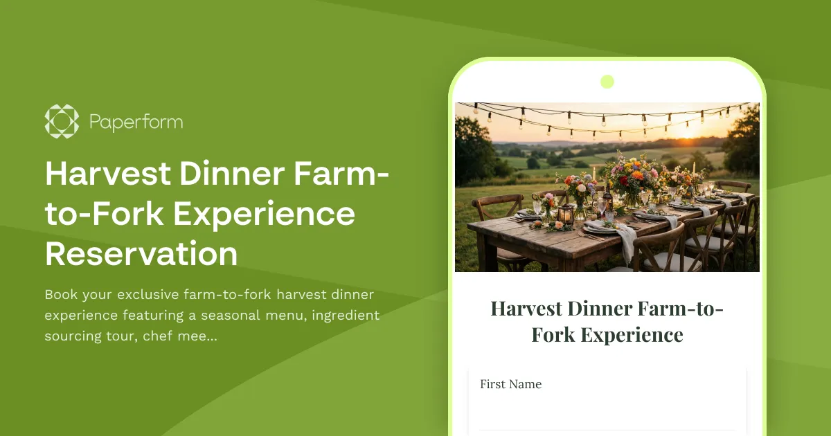 Harvest Dinner Farm-to-Fork Experience Reservation