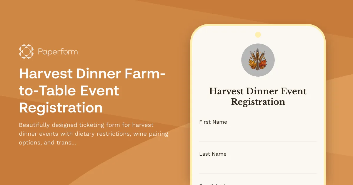 Harvest Dinner Farm-to-Table Event Registration