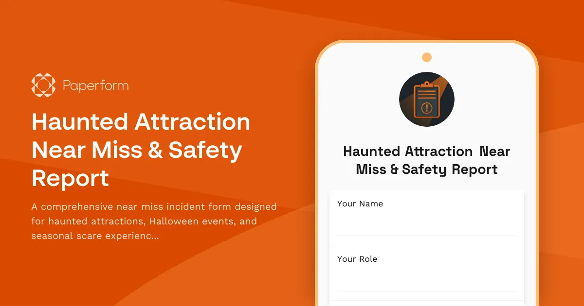 Haunted Attraction Near Miss & Safety Report