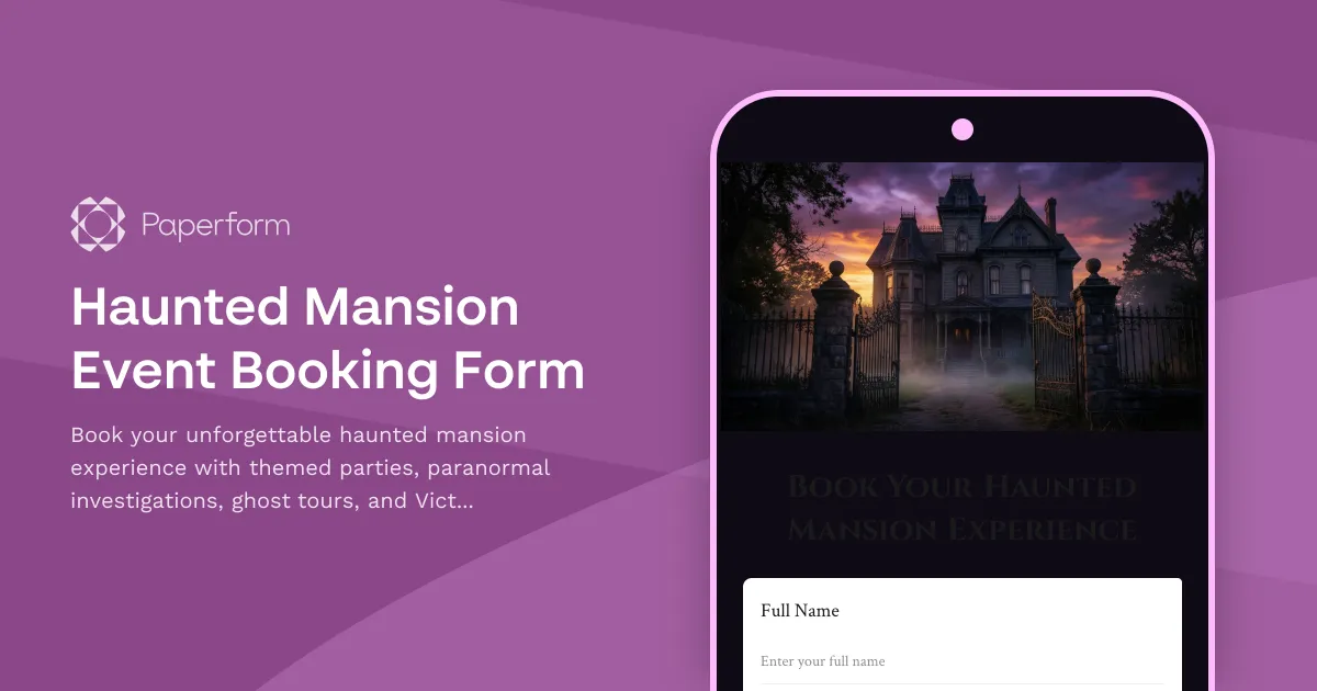 Haunted Mansion Event Booking Form