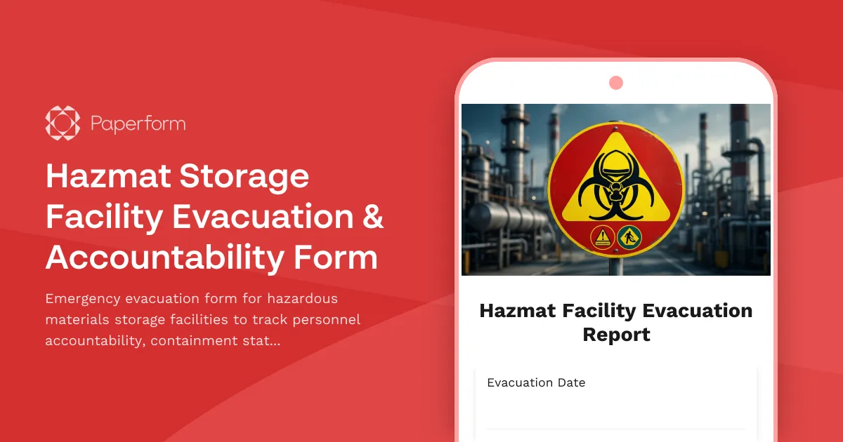 Hazmat Storage Facility Evacuation & Accountability Form
