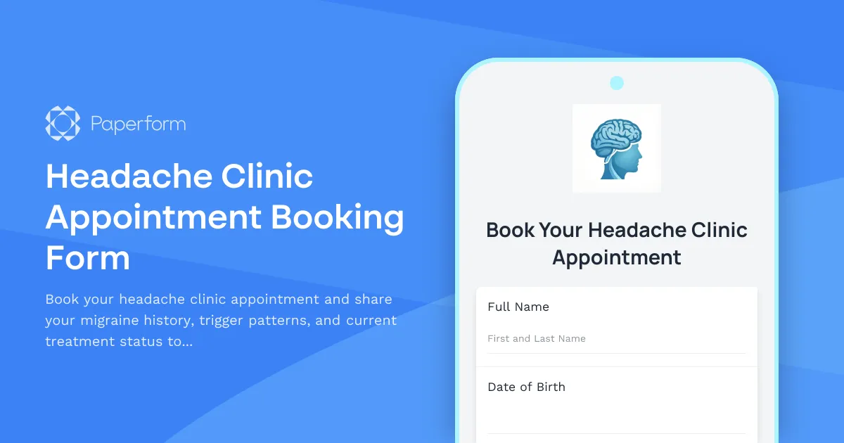 Headache Clinic Appointment Booking Form