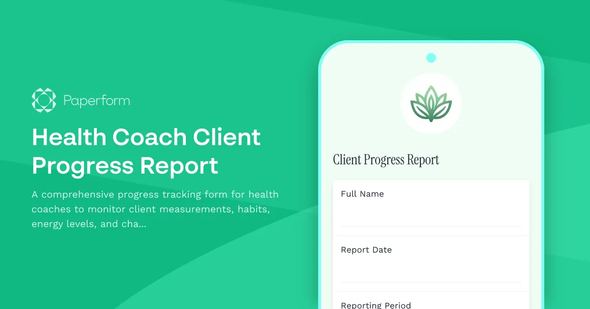 Health Coach Client Progress Report