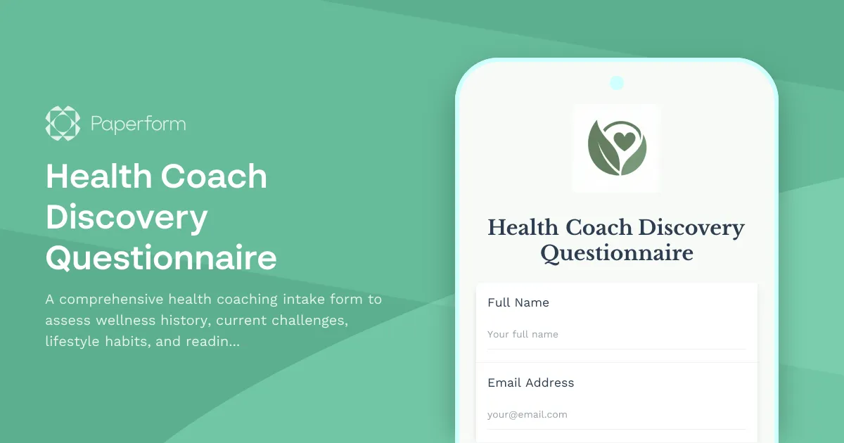 Health Coach Discovery Questionnaire