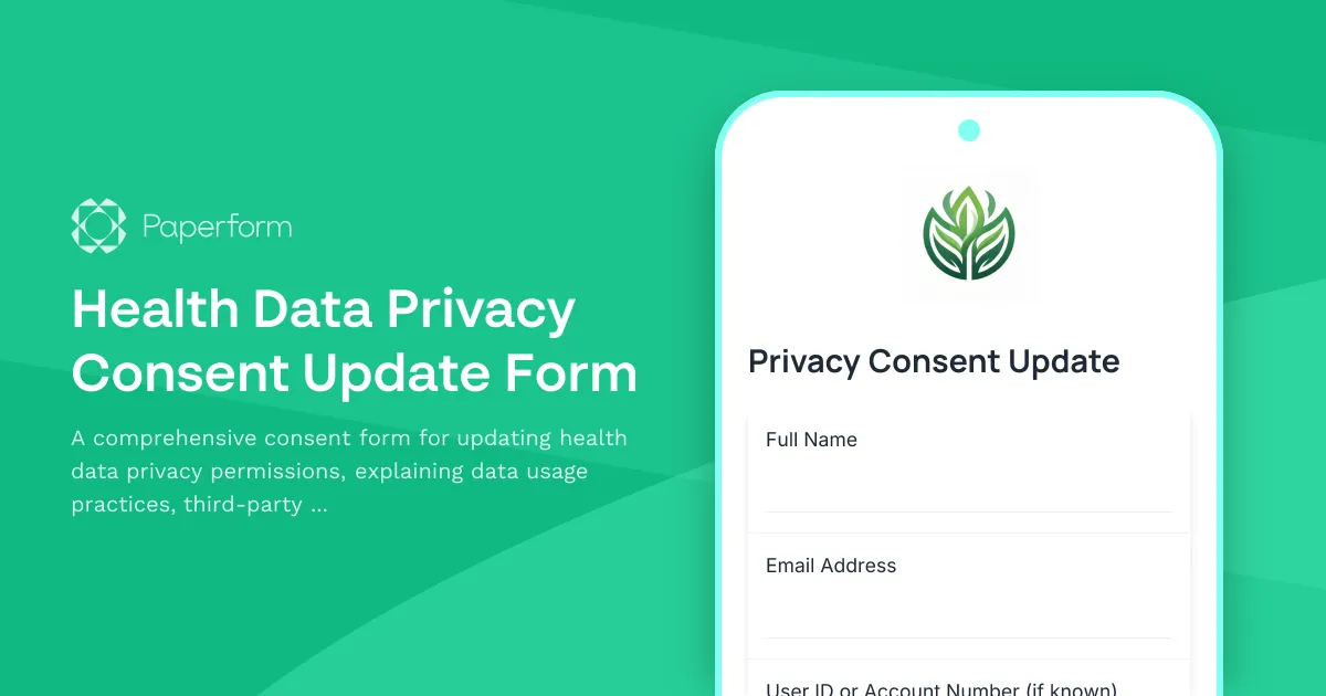 Health Data Privacy Consent Update Form