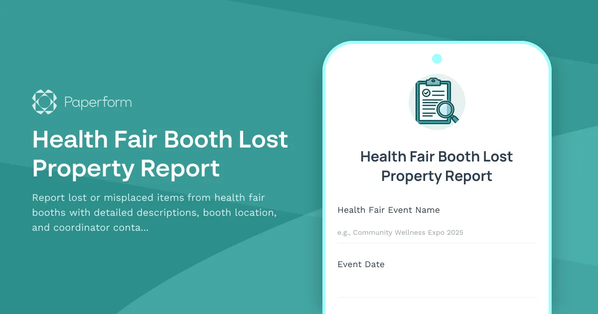 Health Fair Booth Lost Property Report