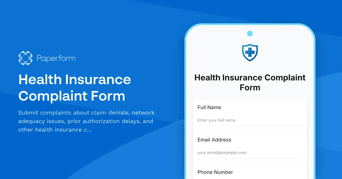 Health Insurance Complaint Form