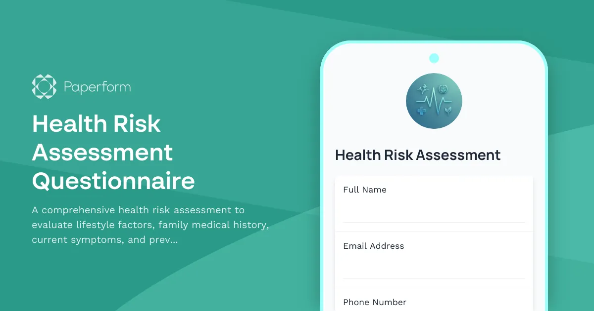 Health Risk Assessment Questionnaire