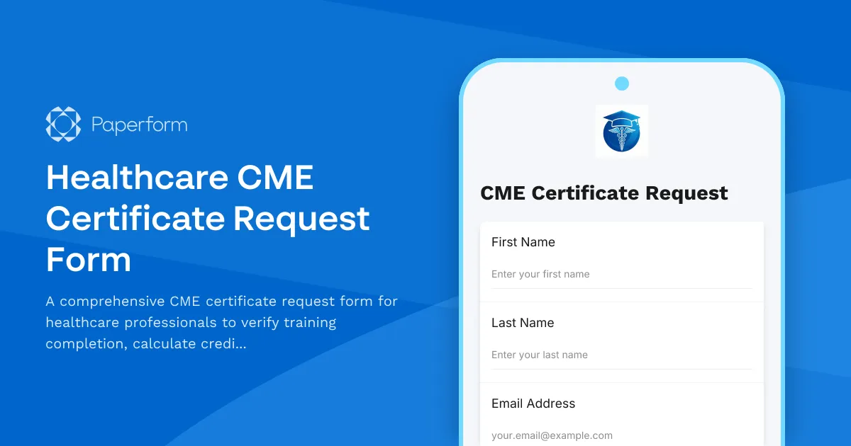 Healthcare CME Certificate Request Form