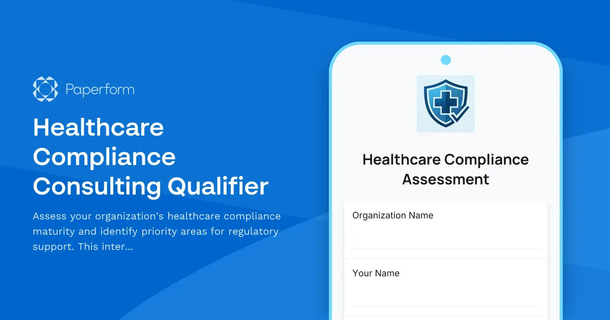 Healthcare Compliance Consulting Qualifier