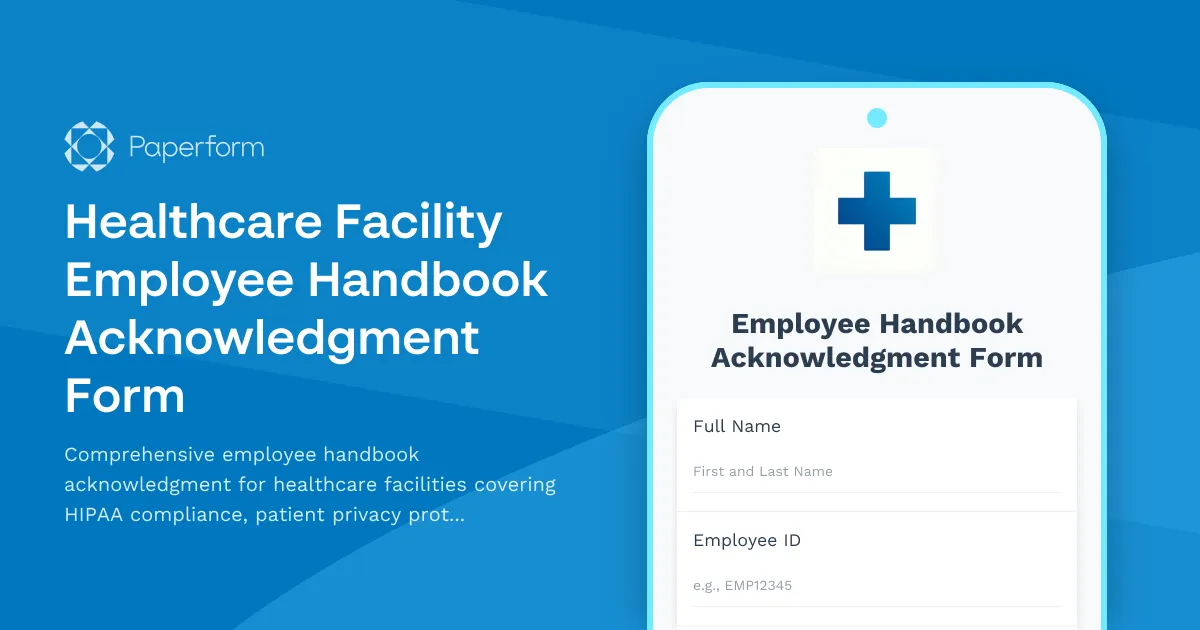 Healthcare Facility Employee Handbook Acknowledgment Form