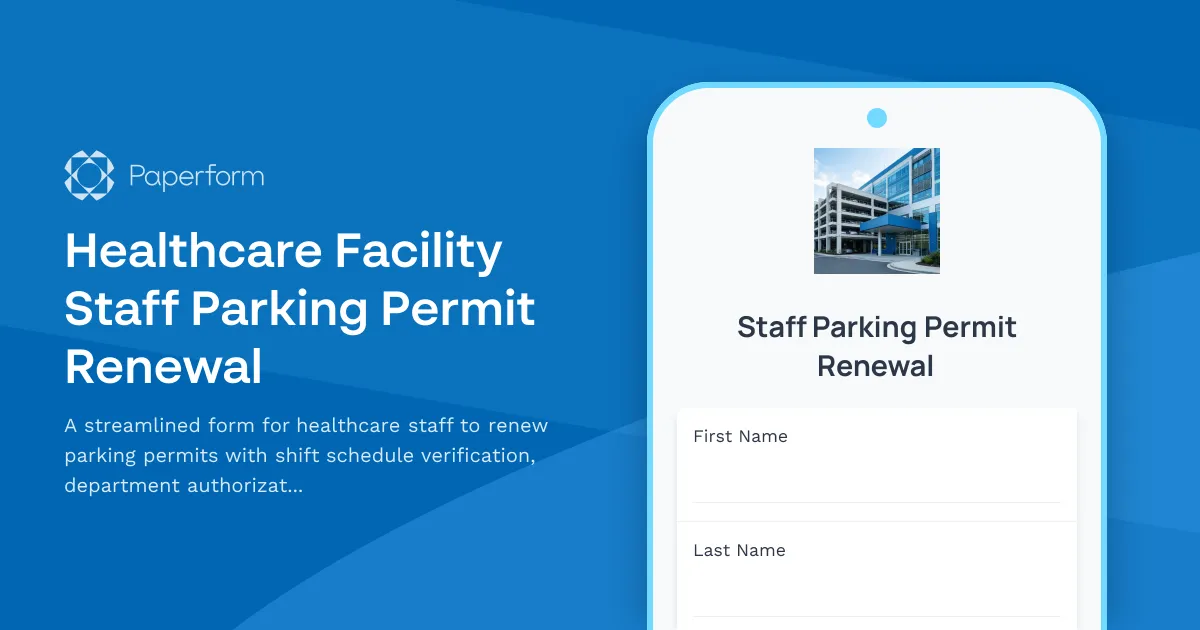 Healthcare Facility Staff Parking Permit Renewal