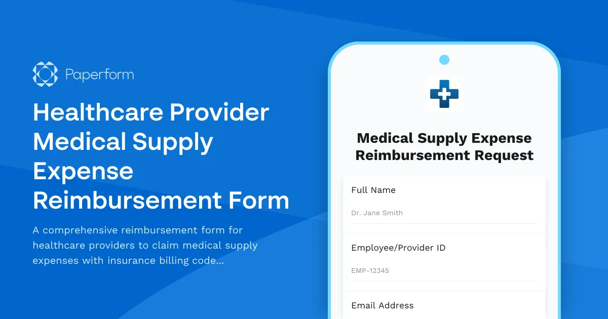 Healthcare Provider Medical Supply Expense Reimbursement Form