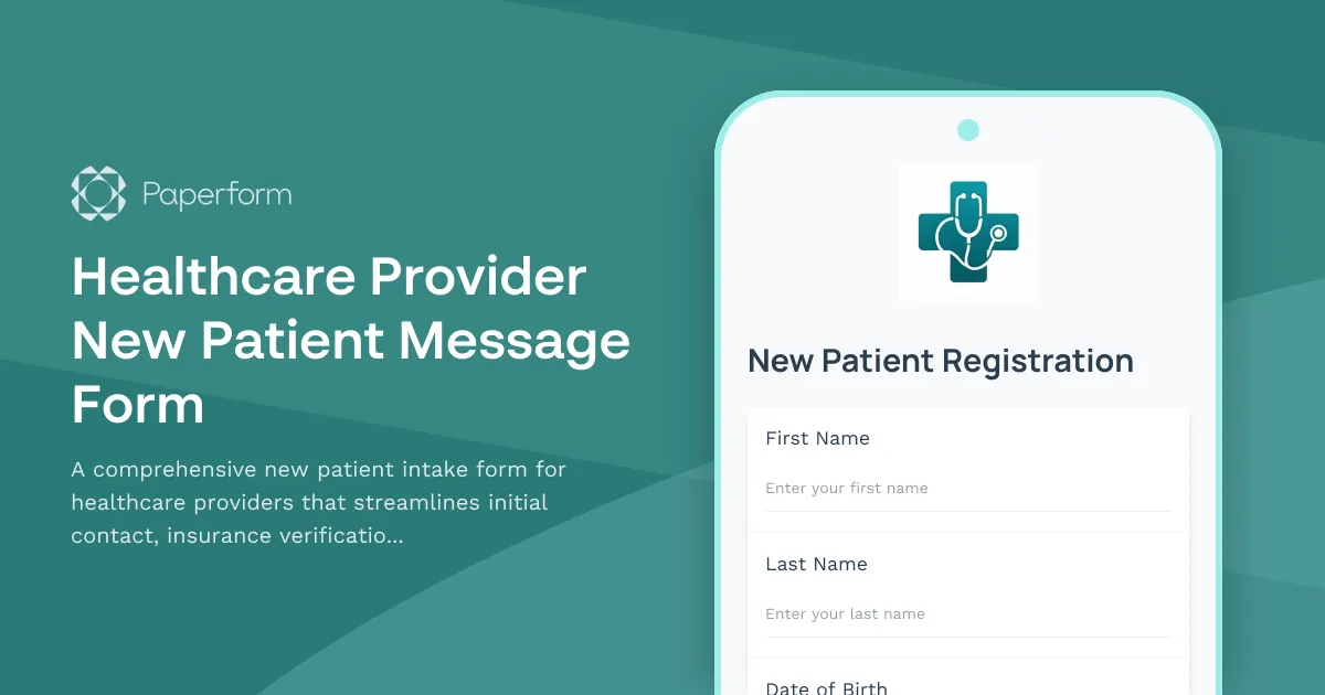 Healthcare Provider New Patient Message Form