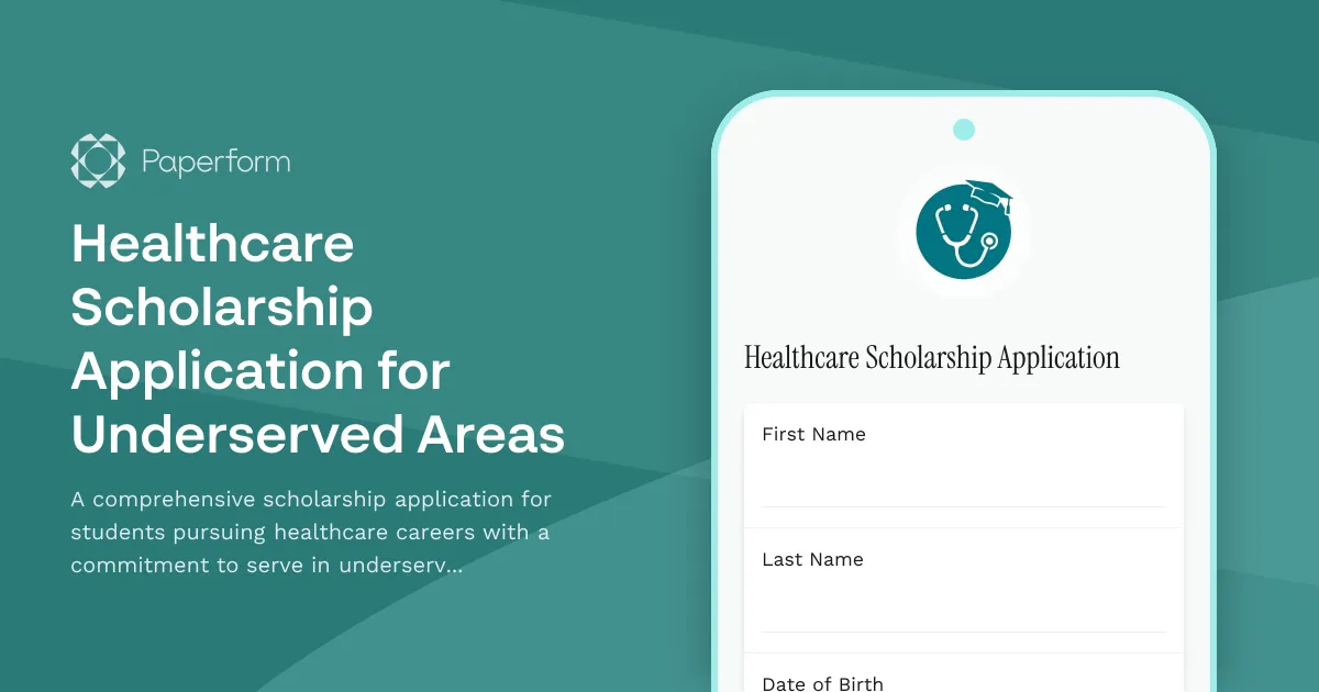 Healthcare Scholarship Application for Underserved Areas