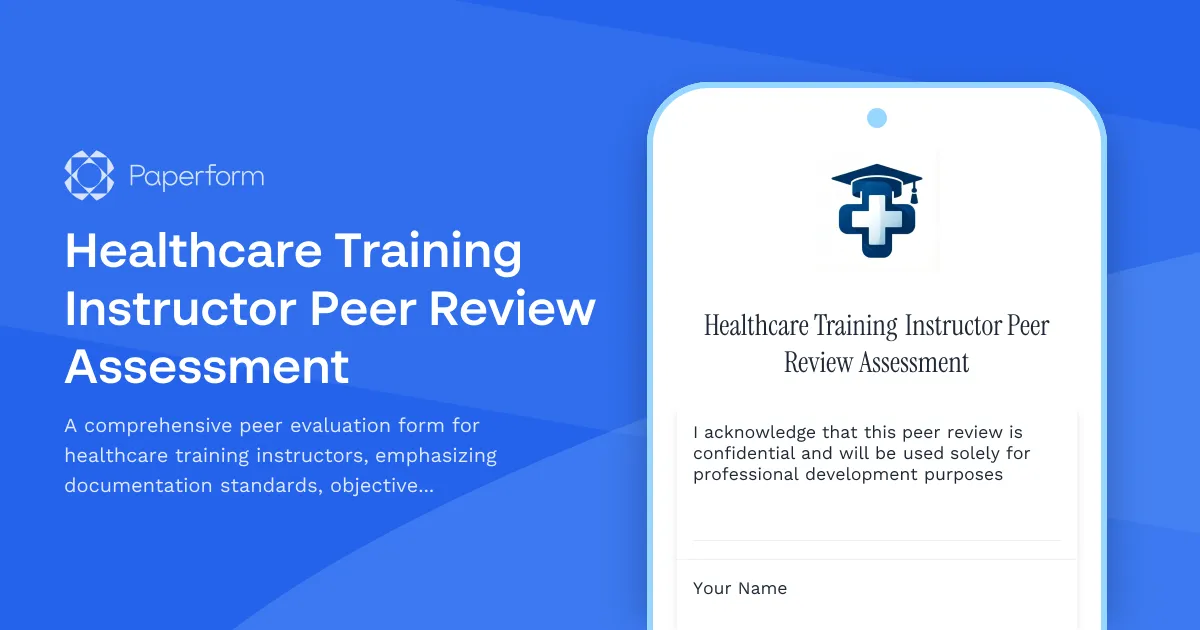 Healthcare Training Instructor Peer Review Assessment