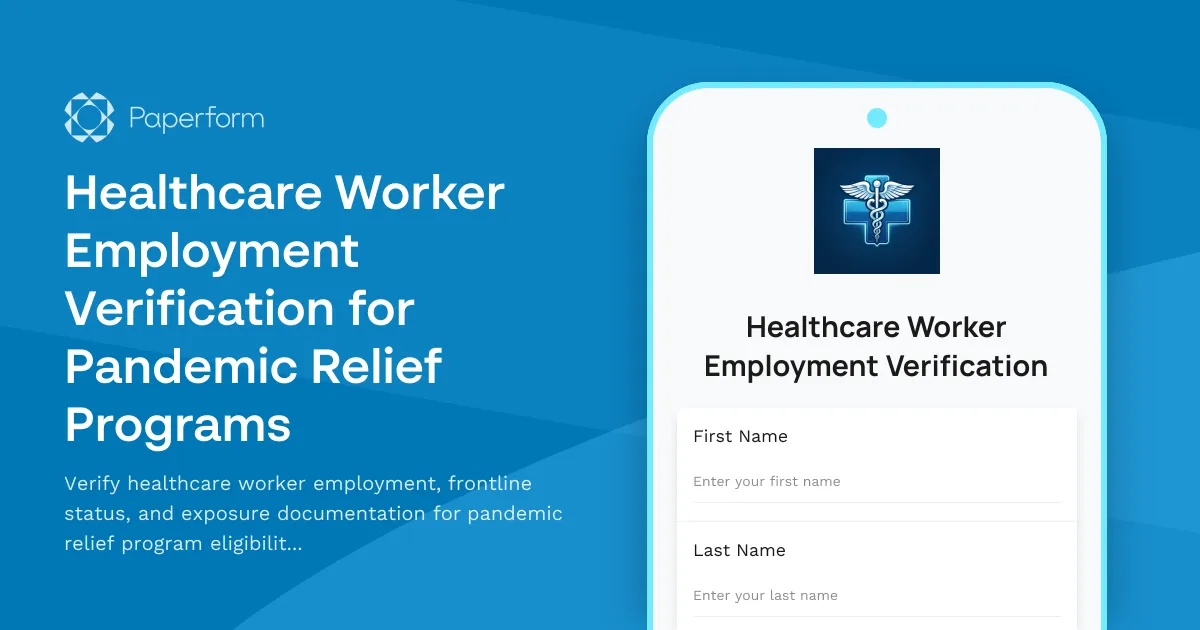 Healthcare Worker Employment Verification for Pandemic Relief Programs