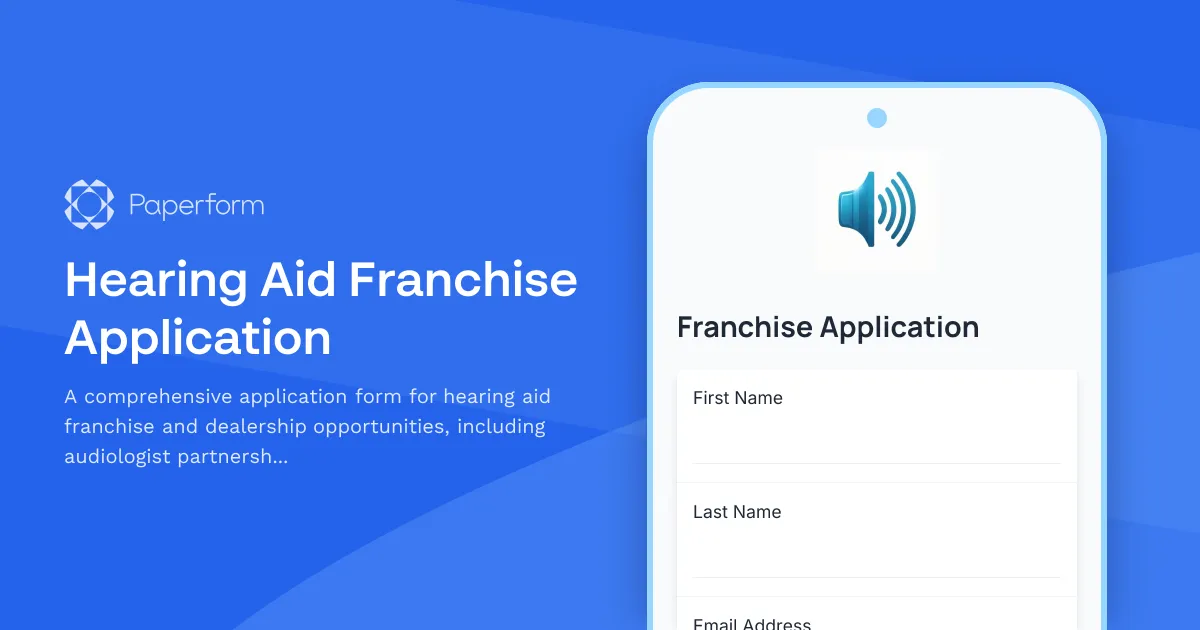 Hearing Aid Franchise Application