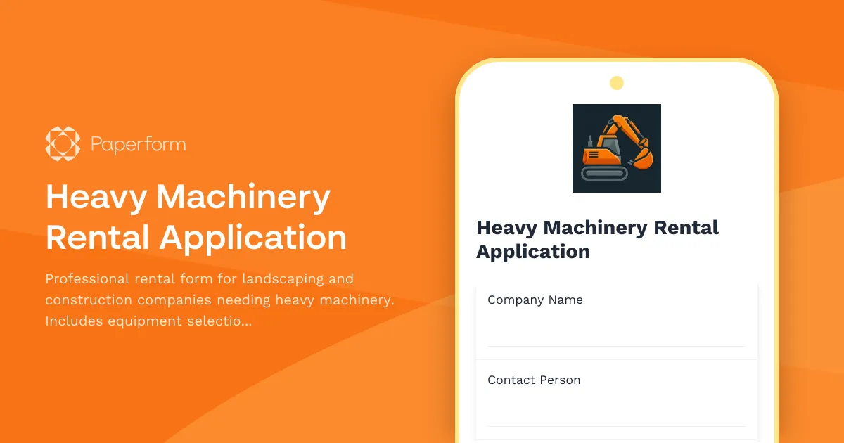 Heavy Machinery Rental Application