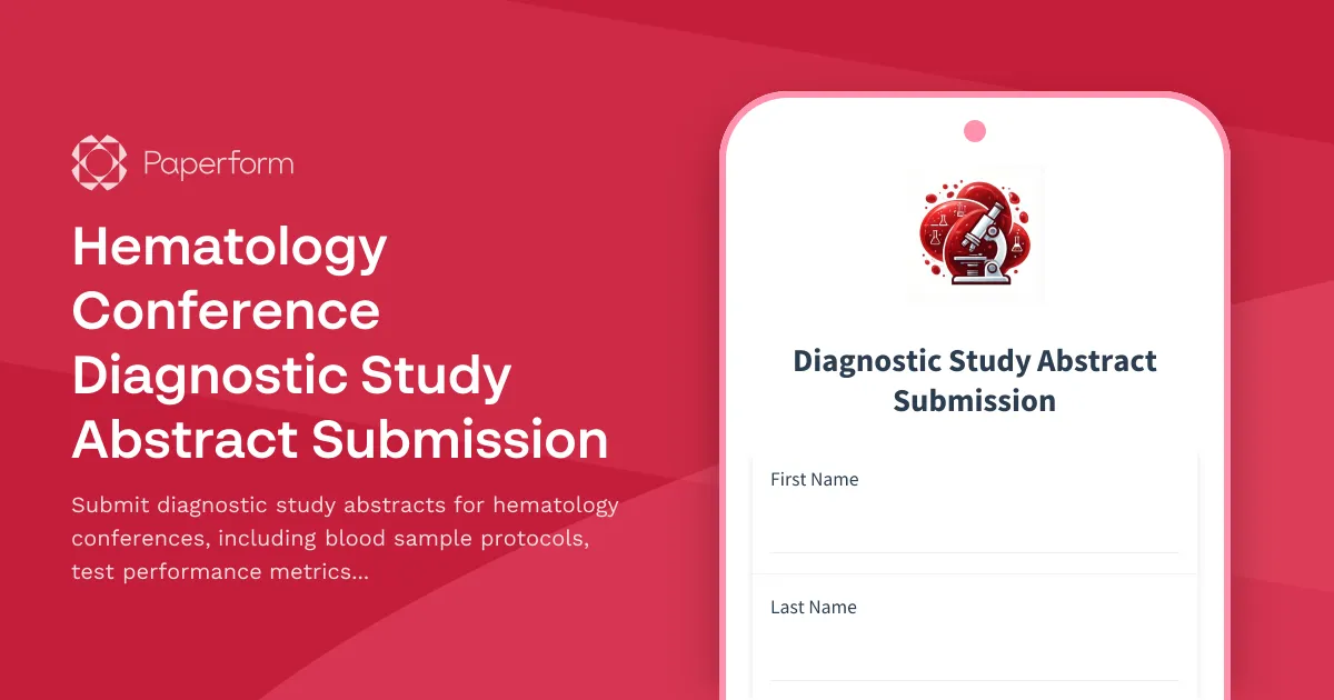 Hematology Conference Diagnostic Study Abstract Submission