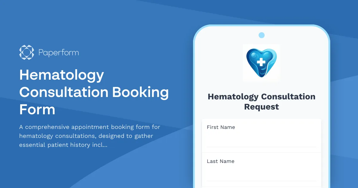 Hematology Consultation Booking Form
