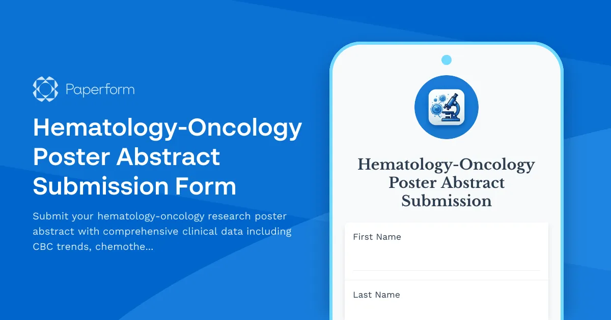 Hematology-Oncology Poster Abstract Submission Form
