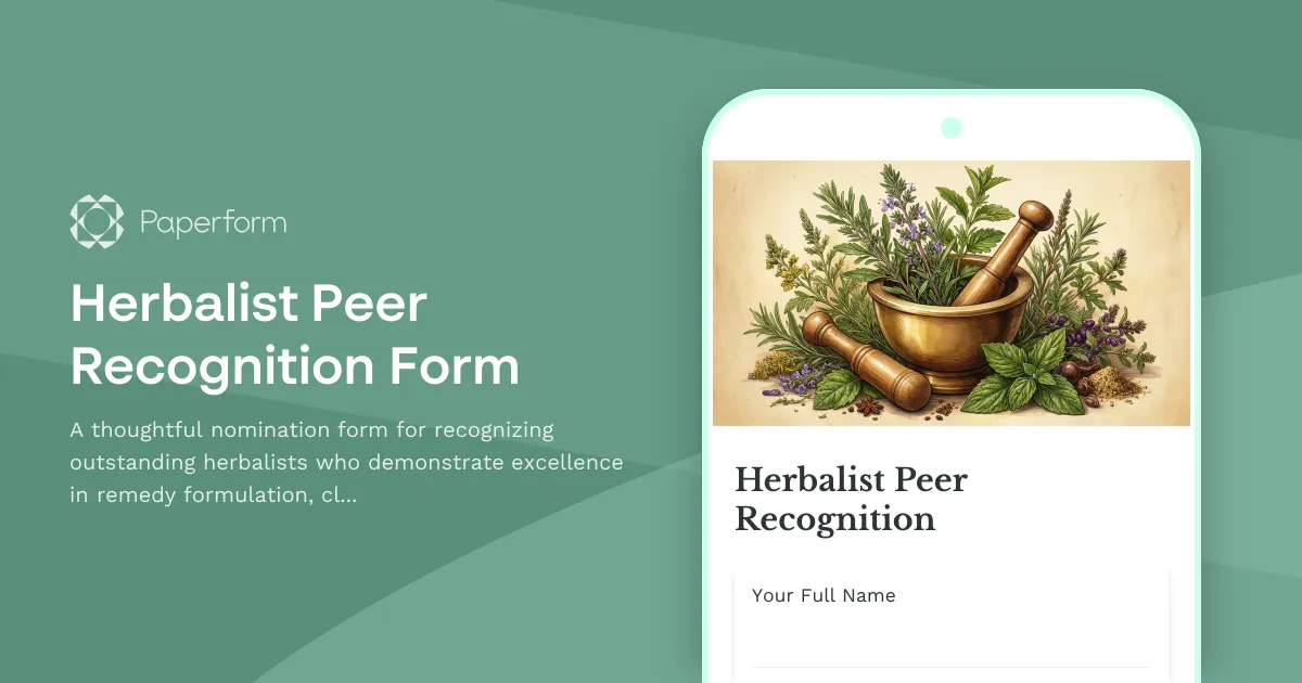 Herbalist Peer Recognition Form