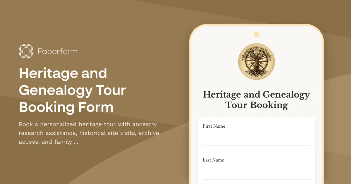 Heritage and Genealogy Tour Booking Form