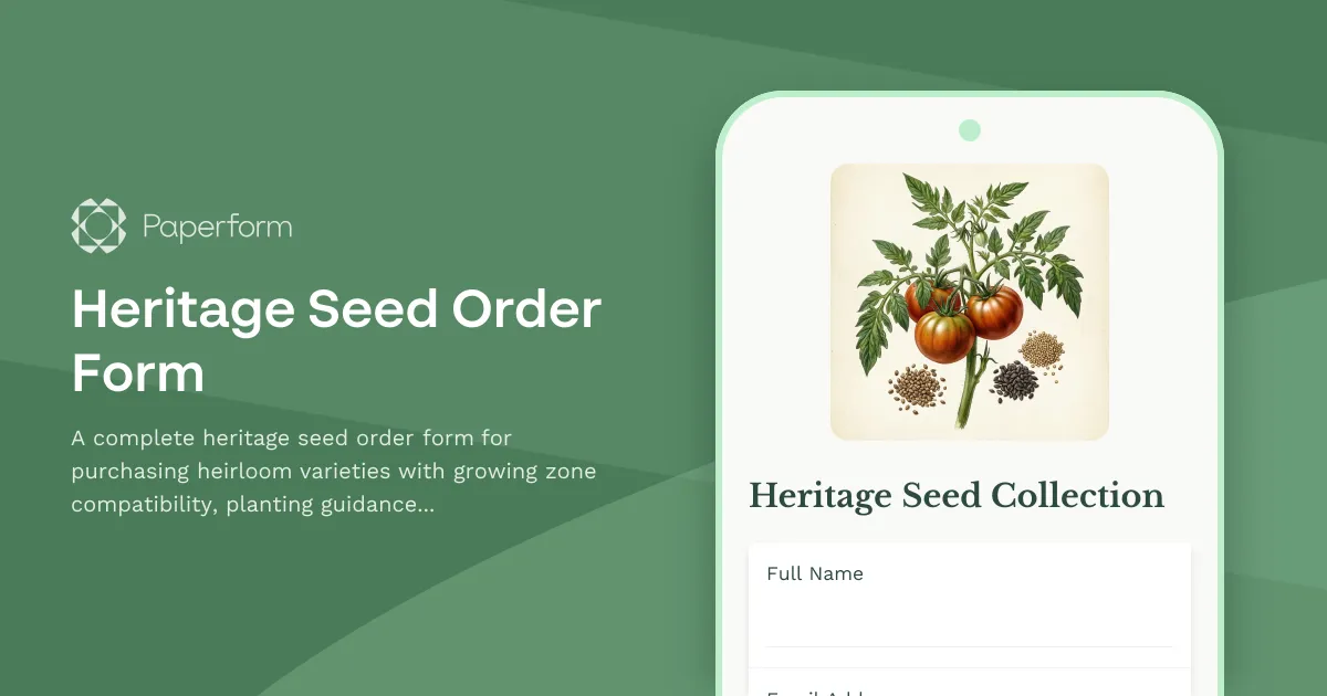 Heritage Seed Order Form