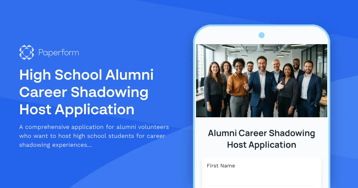 High School Alumni Career Shadowing Host Application